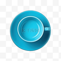 中国家庭房图片_空的蓝色杯子和碟子顶视图与模型