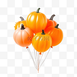 南瓜与秋叶和橙色气球与人造蜘蛛