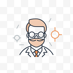 教育家图片_轮廓图标中戴眼镜和胡子的男人 