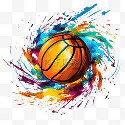 运动球篮球线条艺术PNG