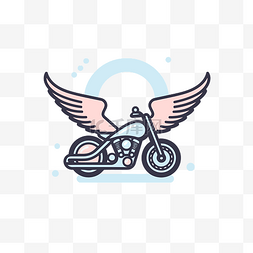柔和蓝色背景图片_蓝色摩托车和翅膀，平面设计 tumbl