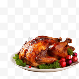 沙拉开胃菜图片_节日圣诞桌上的烤鸡配烧烤酱和沙