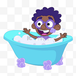 卡通气泡浴缸图片_浴缸剪贴画可爱的非洲孩子在浴缸