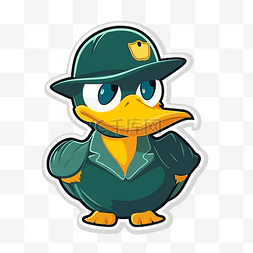鸭贴花警官绿色一个戴着绿色波尔