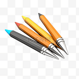 可爱蜡笔涂鸦图片_程式化的 3D 铅笔插图