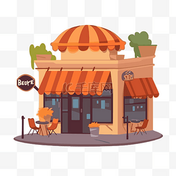 咖啡馆剪贴画卡通平面风格咖啡店