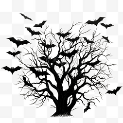 诡异的树上成群的蝙蝠
