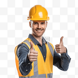 安全帽帽子图片_戴安全帽的工程师男工竖起大拇指
