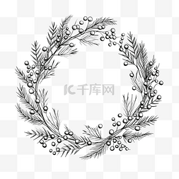 绿化花香图片_手绘花环，带点，用于圣诞装饰品