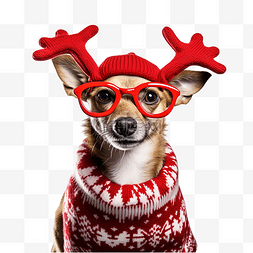 雪墙图片_穿着红色毛衣的狗