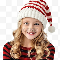 金发png图片_圣诞集会上，戴着红色针织帽拿着