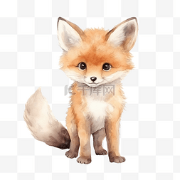 蜂蜜水彩图片_可爱的水彩狐狸