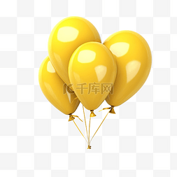 透明球黄色图片_黄色3D氦气球