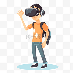 卡通虚拟现实图片_vr 剪贴画 vr 眼镜虚拟现实男人卡