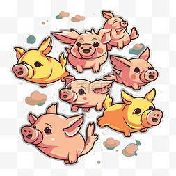 会飞的猪 猪插画 剪贴画 向量