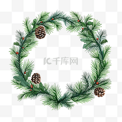 快乐圣诞贺卡与松枝框架插图