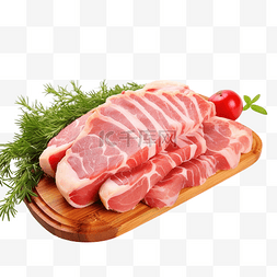 生切片培根猪肉，用于准备带有圣