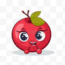 红苹果被吃掉图片_蔓越莓剪贴画卡通红苹果，大眼睛
