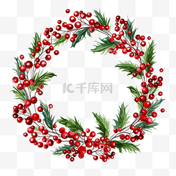 冬天的浆果图片_圣诞雪浆果树枝花环框架