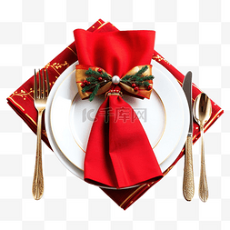 餐巾纸上配有叉勺和刀的圣诞餐桌