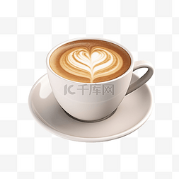 一杯咖啡3d图片_一杯卡布奇诺咖啡牛奶泡沫白色陶