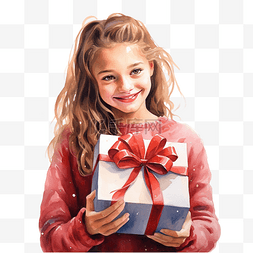 漂亮的礼品盒图片_手里拿着礼品盒的女孩幸福的节日