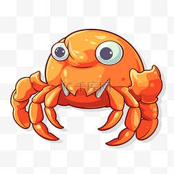 卡通橙色螃蟹图标矢量图