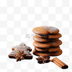 饼干原料图片_圣诞节用冷杉树枝在深色木质上烘