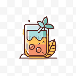 高清饮料图片_上面有一片叶子的饮料的插图 向