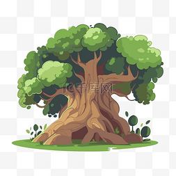 树的插图图片_卡通森林树与大树枝的树图片剪贴