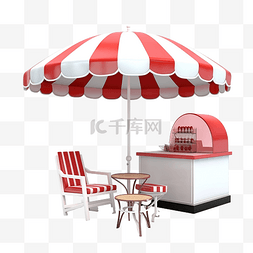 休闲沙发椅图片_3d 商店咖啡馆配有冰淇淋陈列柜或