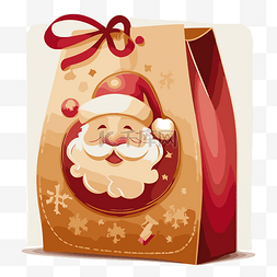 礼品袋中的红色圣诞老人矢量图