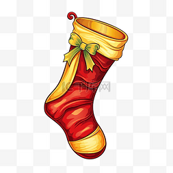 糖果色黄色图片_红色和黄色的圣诞袜插画
