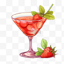 草莓酒精鸡尾酒所有元素均被隔离