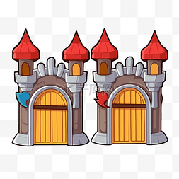 两个卡通城堡门套 向量