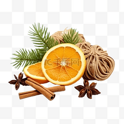 橘树开花图片_带有干橙子和树枝的圣诞组合物