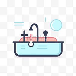 下沉图片_平面设计浴缸插图 向量