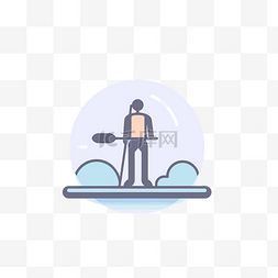 划动桨板图片_显示一个人在桨上的图标 向量