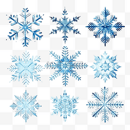美丽的蓝色雪花冰冻的水晶雪花剪