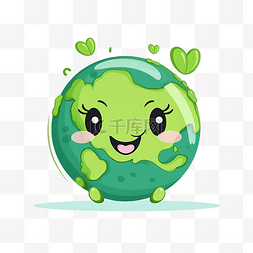 卡通绿色星球图片_可爱的绿色星球卡通人物
