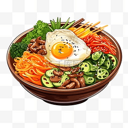 韩国插画韩国插画图片_韩国拌饭国民美食插画