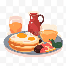 煎饼果子中图片_早午餐剪贴画早餐插图与煎饼卡通