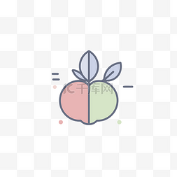 一个有两种颜色叶子的苹果 向量