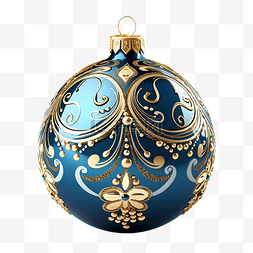 装饰小简单的图片_蓝色和金色圣诞摆设装饰风格化插