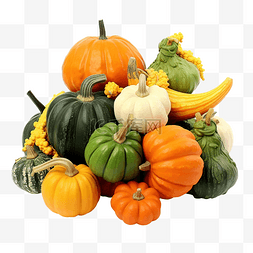 素食時图片_静物与橙绿南瓜丰收节和感恩节