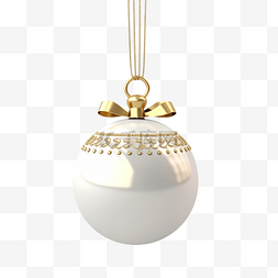 金色和白色悬挂圣诞摆设球 3d 渲