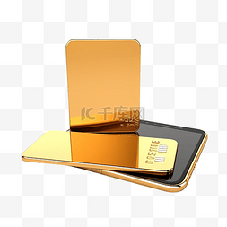 法律管理图片_3d 插图金色手机和信用卡