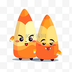 玉米糖图片_可爱的玉米糖剪贴画两个卡通玉米