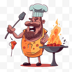 烧烤图片_烧烤厨师的烧烤剪贴画卡通人物 