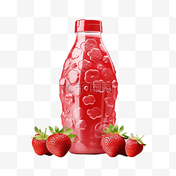 可爱的罐头图片_草莓甜瓶3D渲染